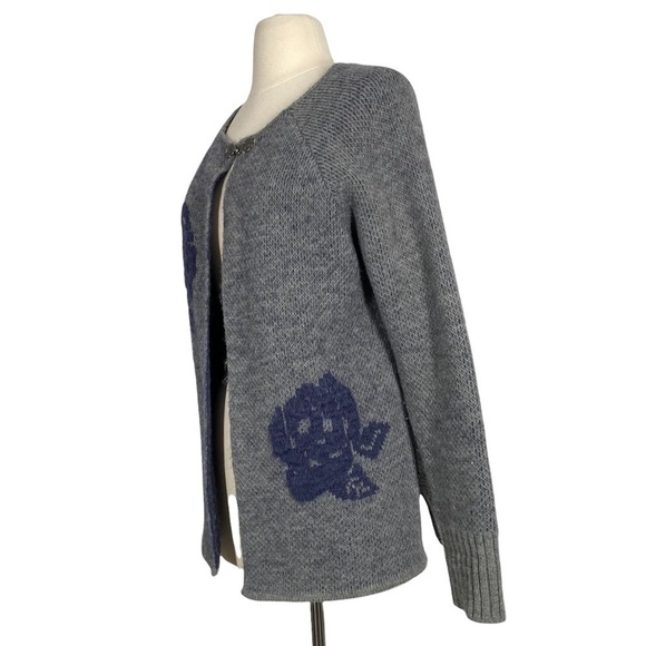 COCOGIO Gray Floral Wool Blend Sweater Large Made in Italy Knit - Picture 2 of 7